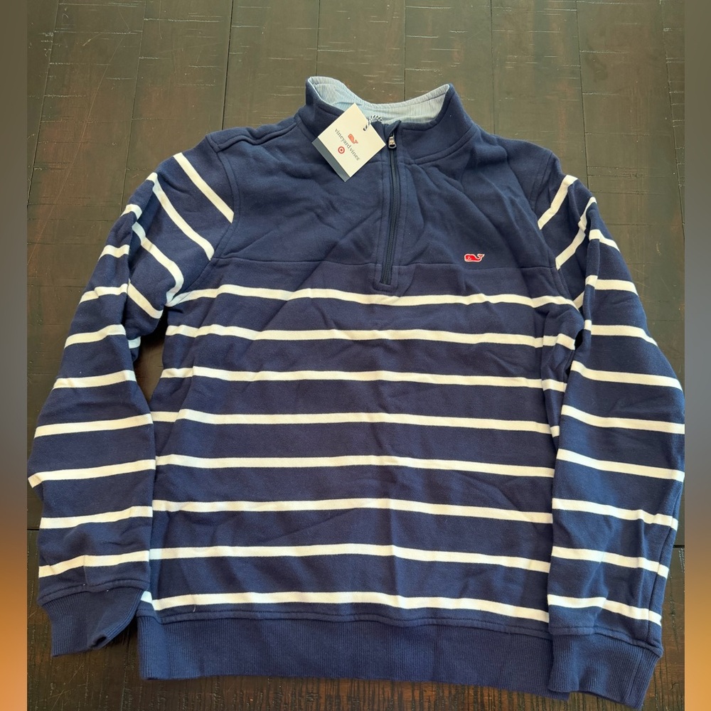 Vineyard Vines for Target Navy & White Striped 1/4 Zip (Boys L 12/14)